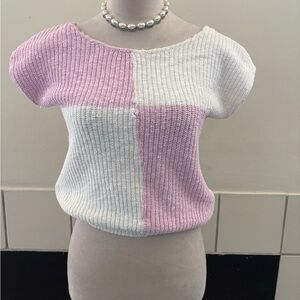 Pink and White Knit Top